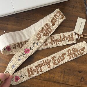 Francesca's Collections Cream and Brown Beaded Bag Strap